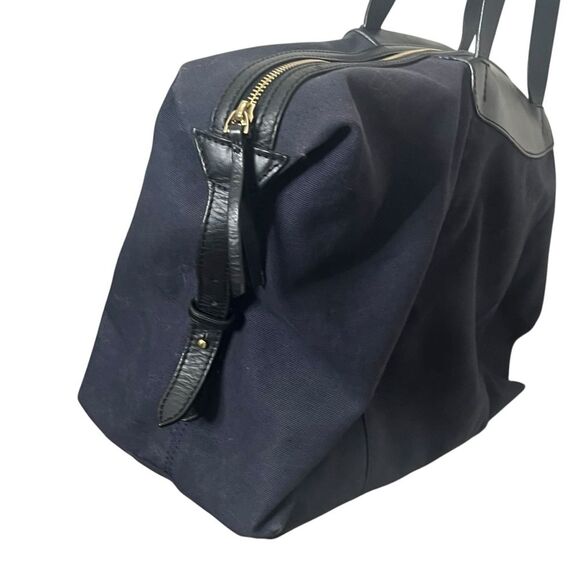 Cuyana Le Sud Weekender Bag Large Navy Canvas Black Leather Travel Tote - Picture 5 of 16